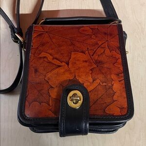 CL Whiting Leaf Leather, Leather-Edged Cross-Body Bag~ Vintage and One of a Kind